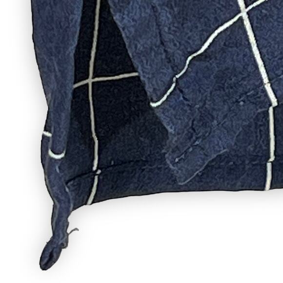 Madewell Silk Windowpane Lace Up Blouse Navy Long Sleeve Size S - Picture 6 of 10